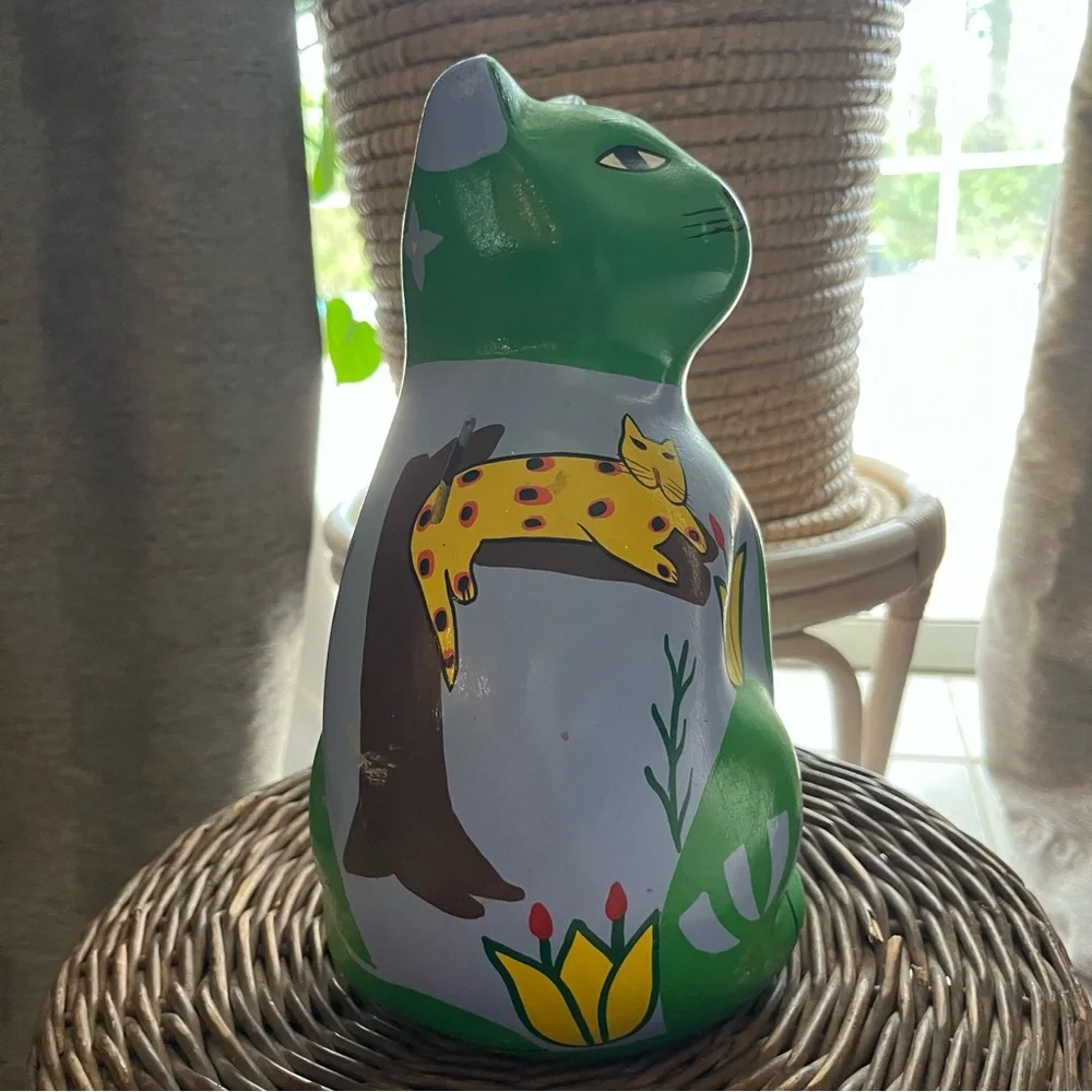 Mexican pottery Tolavara Kitty cat piggy bank - Picture 9 of 13